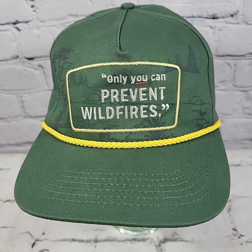 Only You Can Prevent Wildfires Hat Cap SnapBack Smokey Bear Green Snapback Rope
